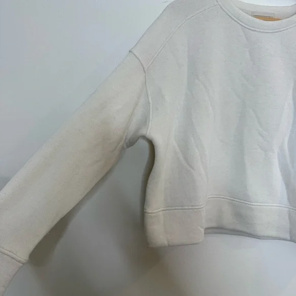 Smartwool Recycled Terry Cropped Crew Sweatshirt in Almond size large - Picture 7 of 9